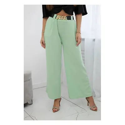 Viscose trousers with wide legs mint