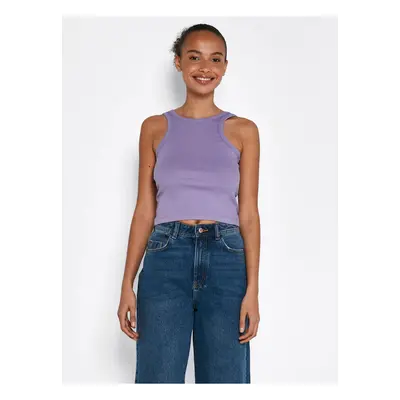 Light purple ribbed cropped tank top Noisy May Ribella - Women