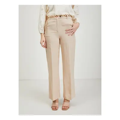 Beige women's trousers with linen ORSAY - Ladies