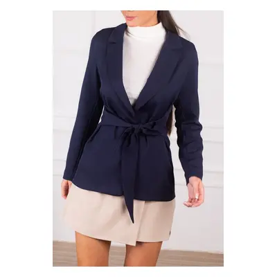 armonika Women's Navy Blue Jacket with Slits