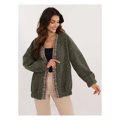 Khaki women's cardigan with hem