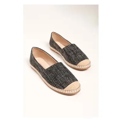 Shoeberry Women's Yurry Black Linen Espadrilles