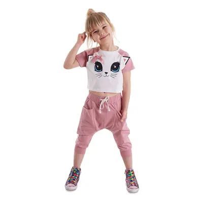 Denokids Cat Mavis Girls T-shirt Capri Shorts Set