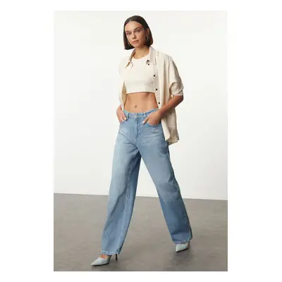 Trendyol Light Blue High Waist Wide Leg Jeans