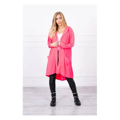 Oversize pink neon cape with hood