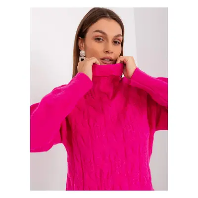 Women's fuchsia turtleneck sweater