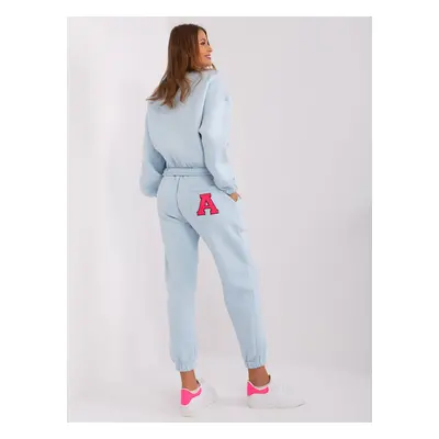 Light blue and fluorine pink tracksuit with sweatshirt