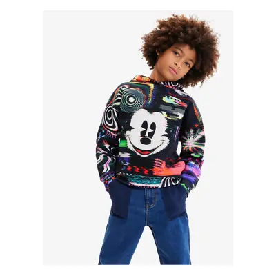 Black Boys Patterned Hoodie Desigual Aryeh Mickey - Boys