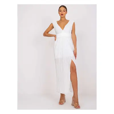 White pleated evening dress by Ewelina