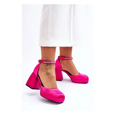 Fashionable pumps in massive heels with Fuchsia Adel zirconia