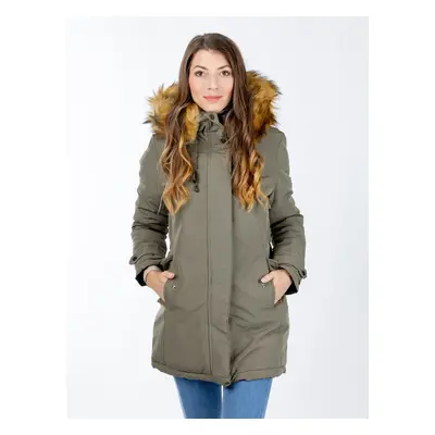 Women's reversible winter parka GLANO - light green/black