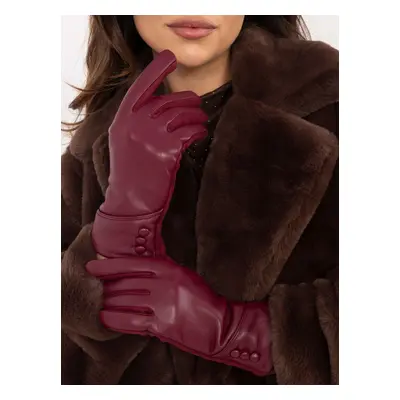 Burgundy women's gloves with buttons