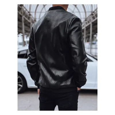 Men's leather bomber jacket black Dstreet