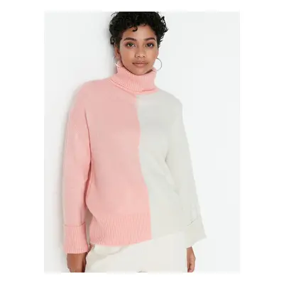 Women's White-Pink Turtleneck Trendyol - Women