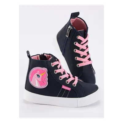 Denokids Unicorn Navy Blue Girls' Sneakers Sneakers.