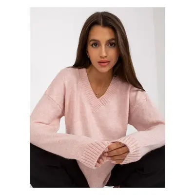 Light pink knitted classic sweater RUE PARIS