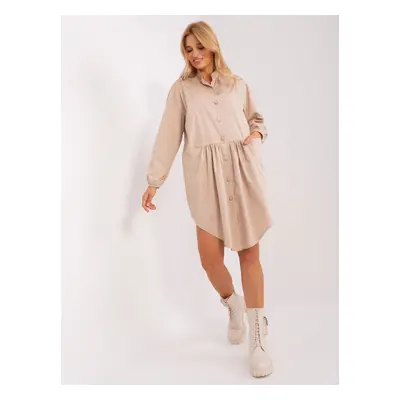 Beige asymmetrical shirt dress by ZULUNA