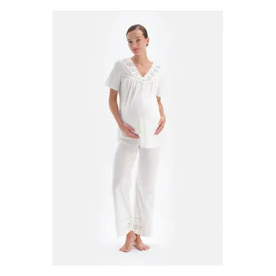 Dagi White Modal Maternity Pajama Pants