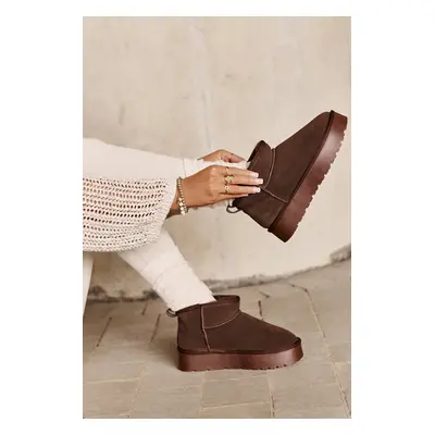 Fashion Suede Low Snow Boots Brown Nucca