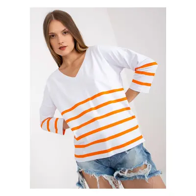 Basic white-orange striped blouse RUE PARIS