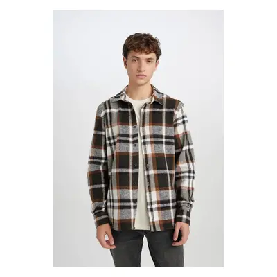 DEFACTO Regular Fit Regular Cut Plaid Lumberjack Flannel Long Sleeve Shirt