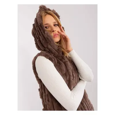 Brown fur vest with zipper