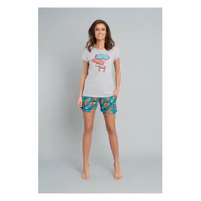 Women's pyjamas Oceania, short sleeves, shorts - light melange/print