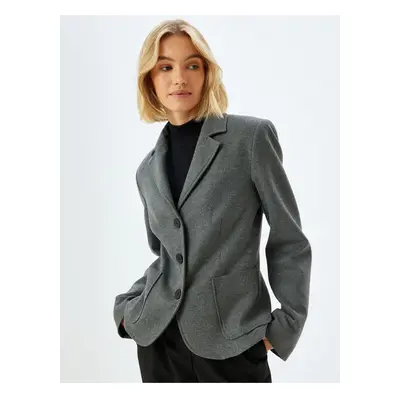 Koton Blazer Jacket Double Breasted Reverse Collar Pocket Buttoned