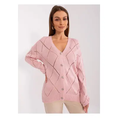 Light pink openwork button-down sweater from RUE PARIS