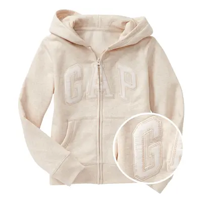 Beige Girls' Sweatshirt GAP Logo zip hoodie in fleece