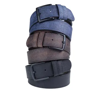 R0928 Dewberry Set Of Mens Belt For Jeans And Canvas-BLACK-BROWN-NAVY