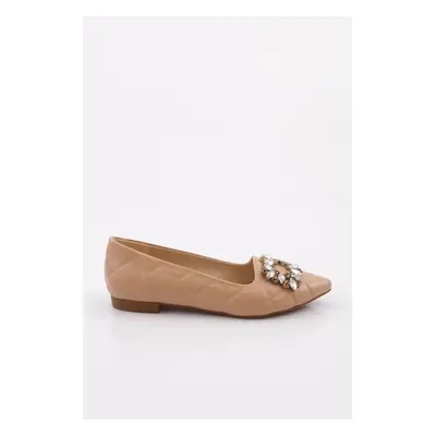 DGN Women's Crystal Square Buckle Flats.