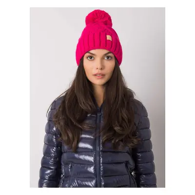 Pink winter hat with pompom