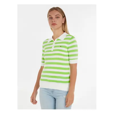 Green-white Ladies Striped Polo T-Shirt Tommy Hilfiger - Women