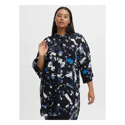 Dark blue Ladies Patterned Blouse Fransa - Ladies