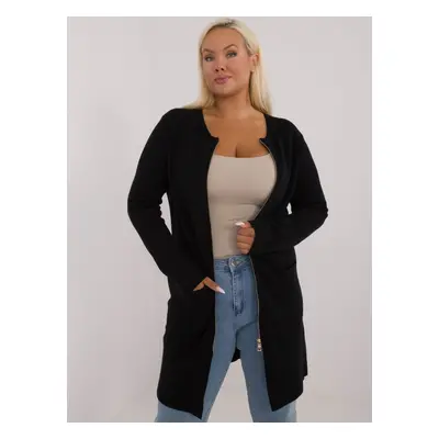 Black long sweater in larger size with zipper