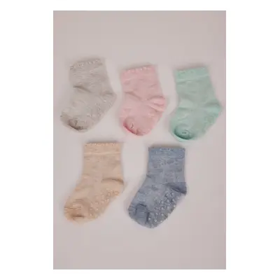 DEFACTO Baby Girl Non-Slip Sole 5-Pack Cotton Long Socks