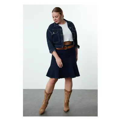 Trendyol Curve Dark Blue Denim Plus Size Skirt