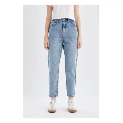 DEFACTO Lina Mom Fit High Waist Ankle Length Jean Washed Trousers