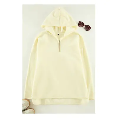 Trendyol Curve Ecru Hooded Sweatshirt