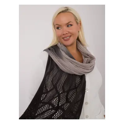 Light grey and black long women's scarf