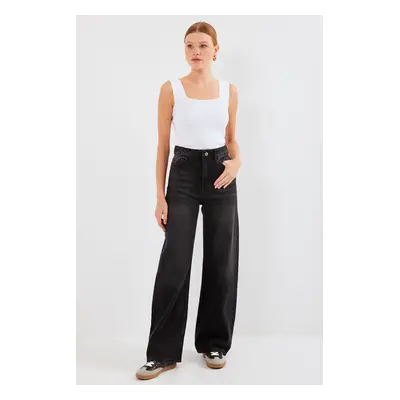 Bigdart Women's Wide Leg High Waist Palazzo Jeans - Black