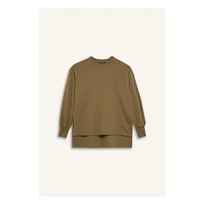 DEFACTO Regular Fit Crew Neck Basic Plain Sweatshirt Tunic