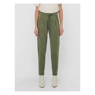 Green Shortened Trousers with Tie JDY Catia - Women