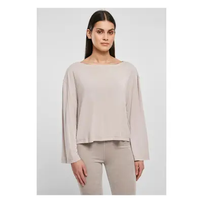 Women's short modal Bateau neckline with long sleeves in warm gray