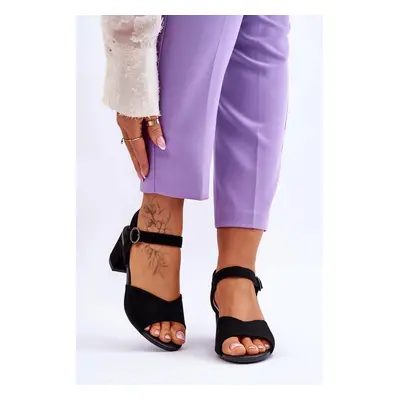 Comfortable suede heeled sandals black Bellamy