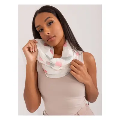 Ecru-pink women's scarf with polka dots