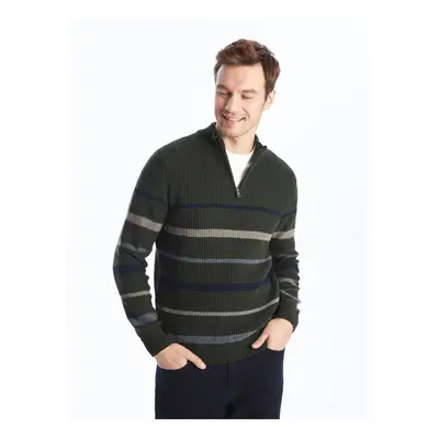 LC Waikiki Men's High Neck Long Sleeve Striped Knitwear Sweater