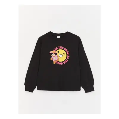 LC Waikiki Crew Neck Printed Long Sleeve Girls' T-Shirt