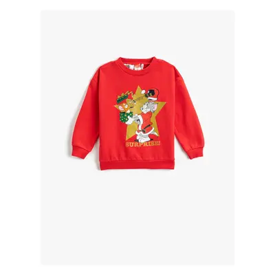 Koton Christmas Themed Tom and Jerry Printed Sweatshirt Licensed